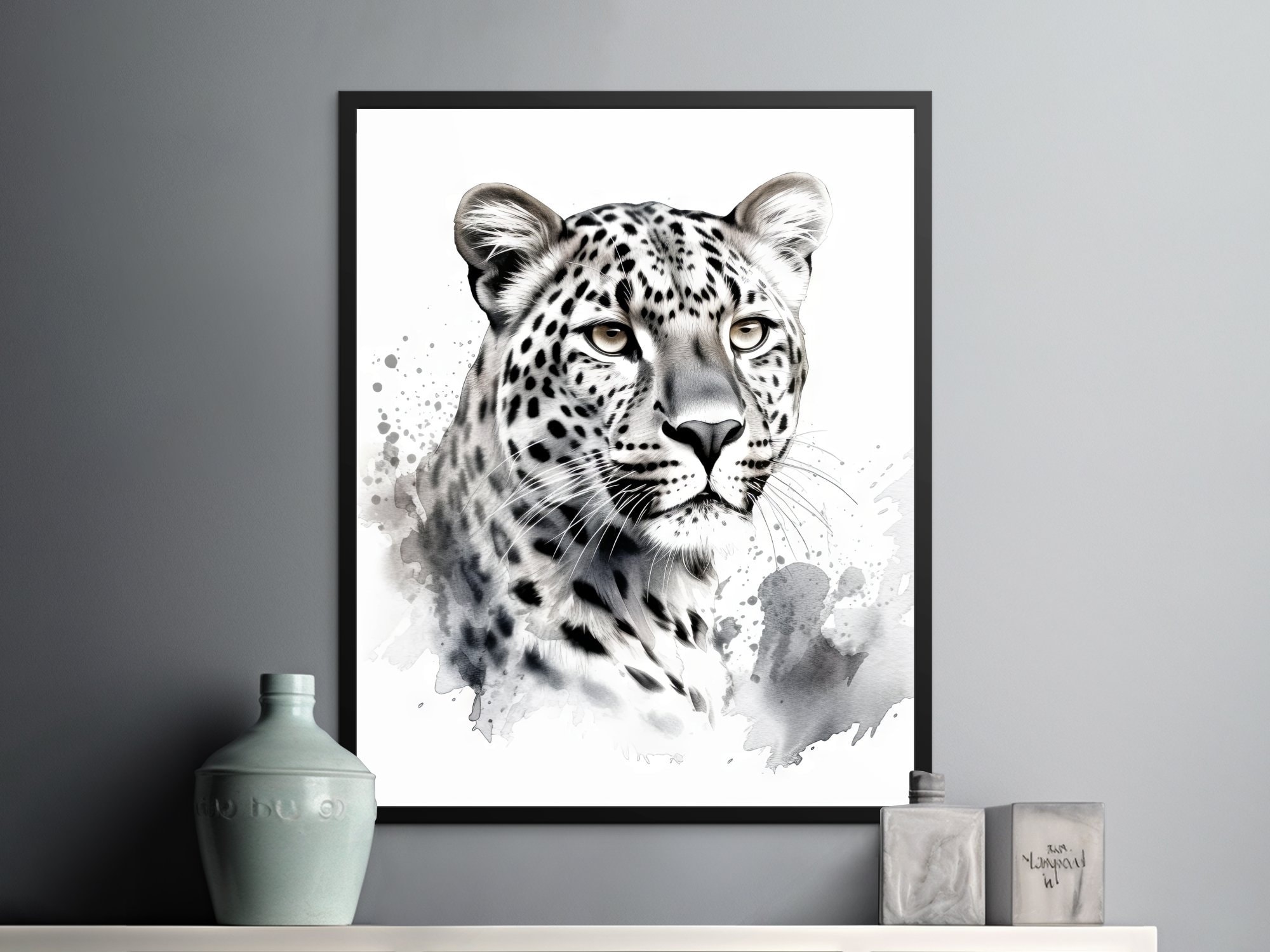 Black and White Leopard Printable Art Print Download - Etsy