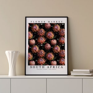 South Africa National Flower - King Protea Wall Art Print Flower Market Poster Printable Digital Pastel Art Floral Decor Gifts Botanical art