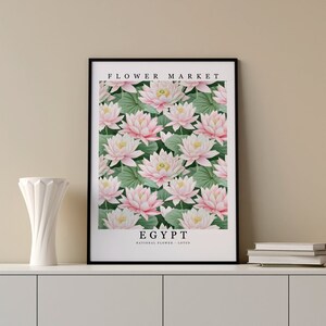 Egypt National Flower - Lotus Wall Art Print Flower Market Poster Printable Digital Pastel Art Floral Decor Gifts Botanical art