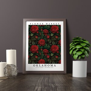 Oklahoma State Flower - Oklahoma Rose Wall Art Print Flower Market Poster Printable Digital Pastel Art Floral Decor Gifts