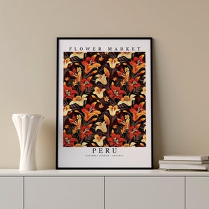 Peru National Flower - Cantuta Wand Kunst Druck Blumenmarkt Poster Printable Digital Pastel Art Blumendekor Geschenke Botanische Kunst
