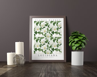 Louisiana State Flower - Magnolia Wall Art Print Flower Market Poster Printable Digital Pastel Art Floral Decor Gifts