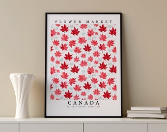 Canada National Flower - Maple Leaf Wall Art Print Flower Market Poster Printable Digital Pastel Art Floral Decor Gifts Botanical art