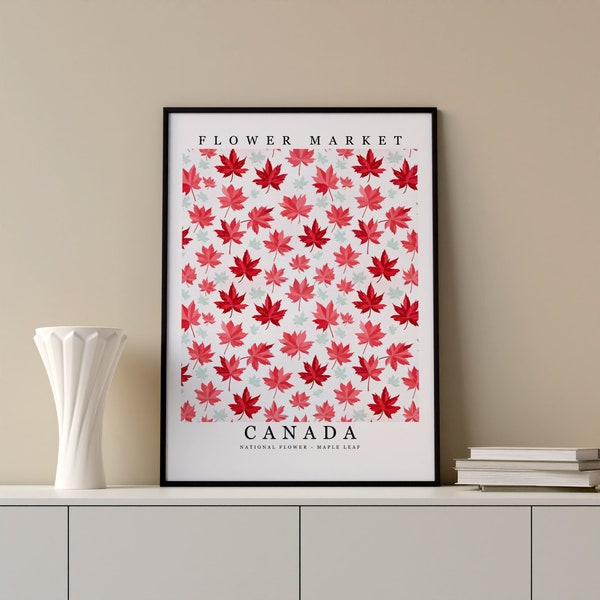 Canada National Flower - Maple Leaf Wall Art Print Flower Market Poster Printable Digital Pastel Art Floral Decor Gifts Botanical art