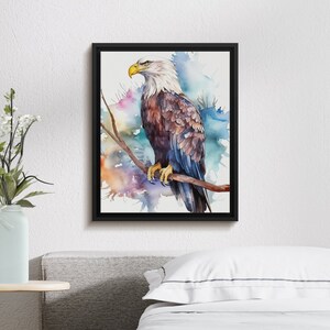 Watercolor Bald Eagle, Printable Art, Bald Eagle Print Download, Bald Eagle Poster, Bird Painting, Wildlife Gift, Wall Decor, Bird Photo image 7