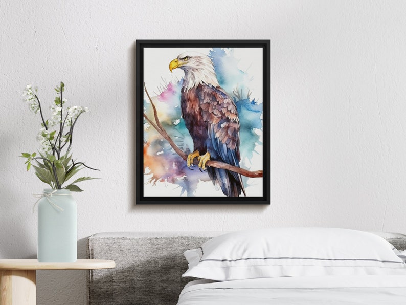 Watercolor Bald Eagle, Printable Art, Bald Eagle Print Download, Bald Eagle Poster, Bird Painting, Wildlife Gift, Wall Decor, Bird Photo image 7