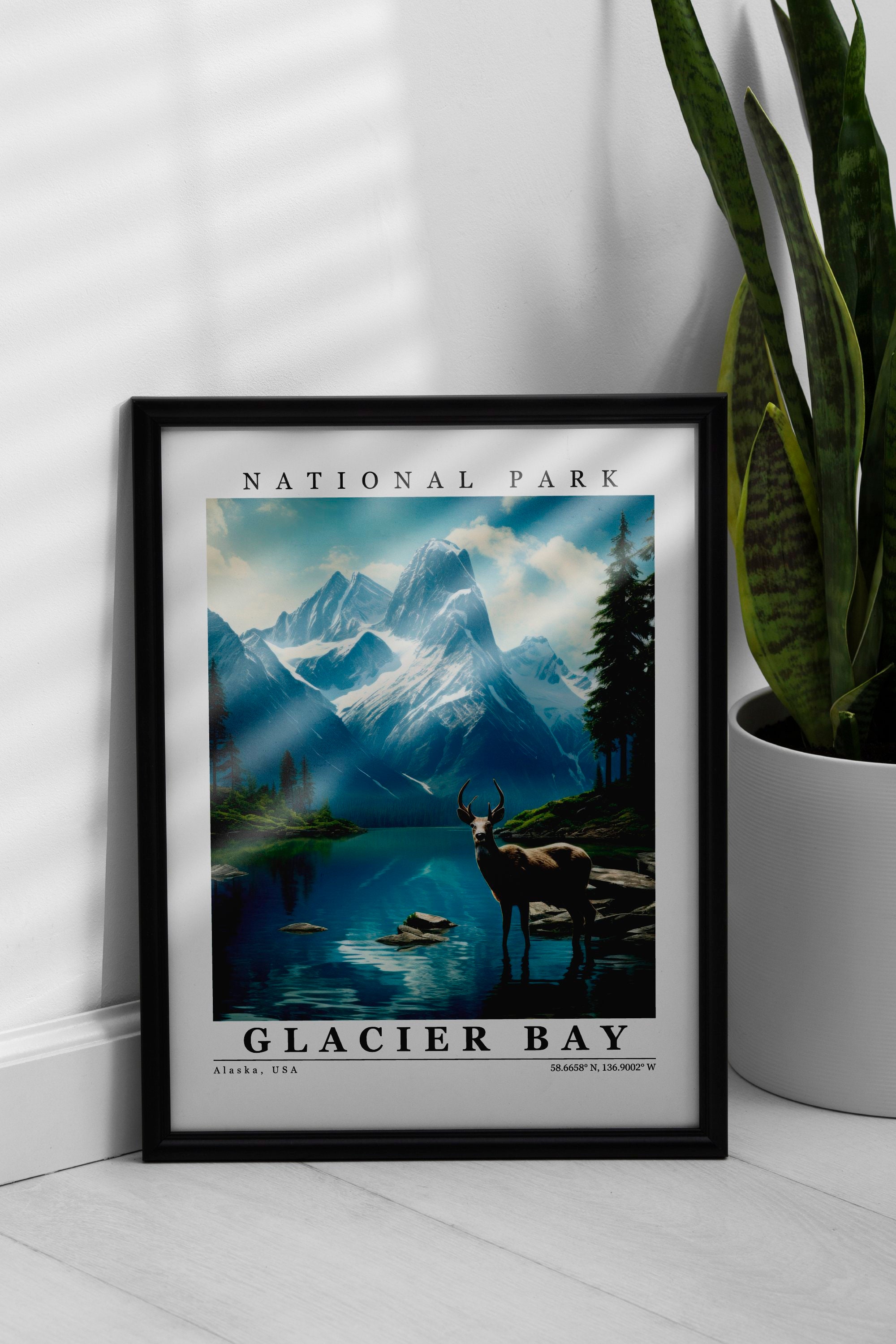 Poster del Parco Nazionale di Glacier Bay, stampa del Parco Nazionale di Glacier Bay, poster minimalista, decorazione per la casa, arte murale, regalo da viaggio, WPA - Italia