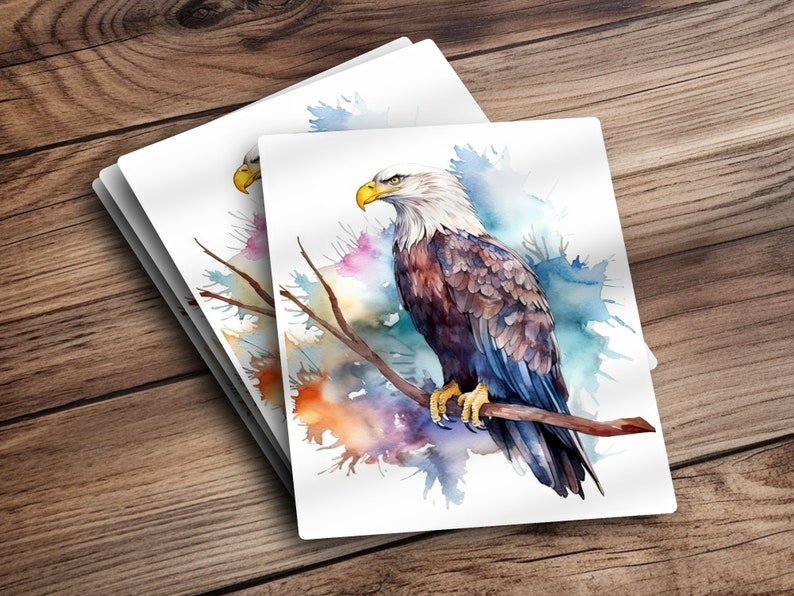 Watercolor Bald Eagle, Printable Art, Bald Eagle Print Download, Bald Eagle Poster, Bird Painting, Wildlife Gift, Wall Decor, Bird Photo image 3