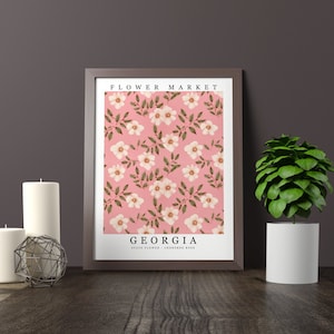 Georgia State Flower - Cherokee Rose Wall Art Print Flower Market Poster Printable Digital Pastel Art Floral Decor Gifts