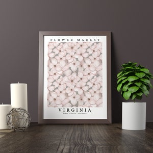 Virginia State Flower - Dogwood Wall Art Print Flower Market Poster Printable Digital Pastel Art Floral Decor Gifts