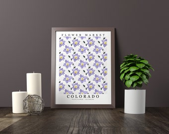 Colorado State Flower - Columbine Wall Art Print Flower Market Poster Printable Digital Pastel Art Floral Decor Gifts