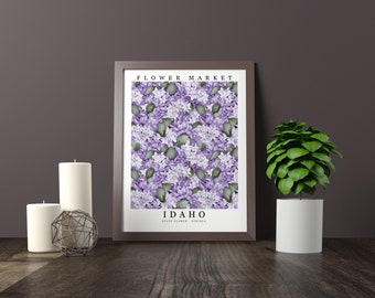 Kwiat stanowy Idaho - Syringa Wall Art Print Flower Market Poster Printable Digital Pastel Art Floral Decor Gifts
