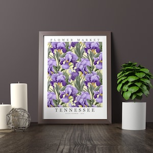 Flor del estado de Tennessee - Iris pared arte impresión flor mercado cartel imprimible digital pastel arte floral decoración regalos