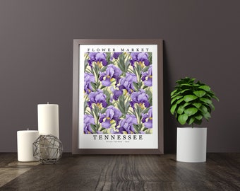 Tennessee State Flower - Iris Wall Art Print Flower Market Poster Printable Digital Pastel Art Floral Decor Gifts