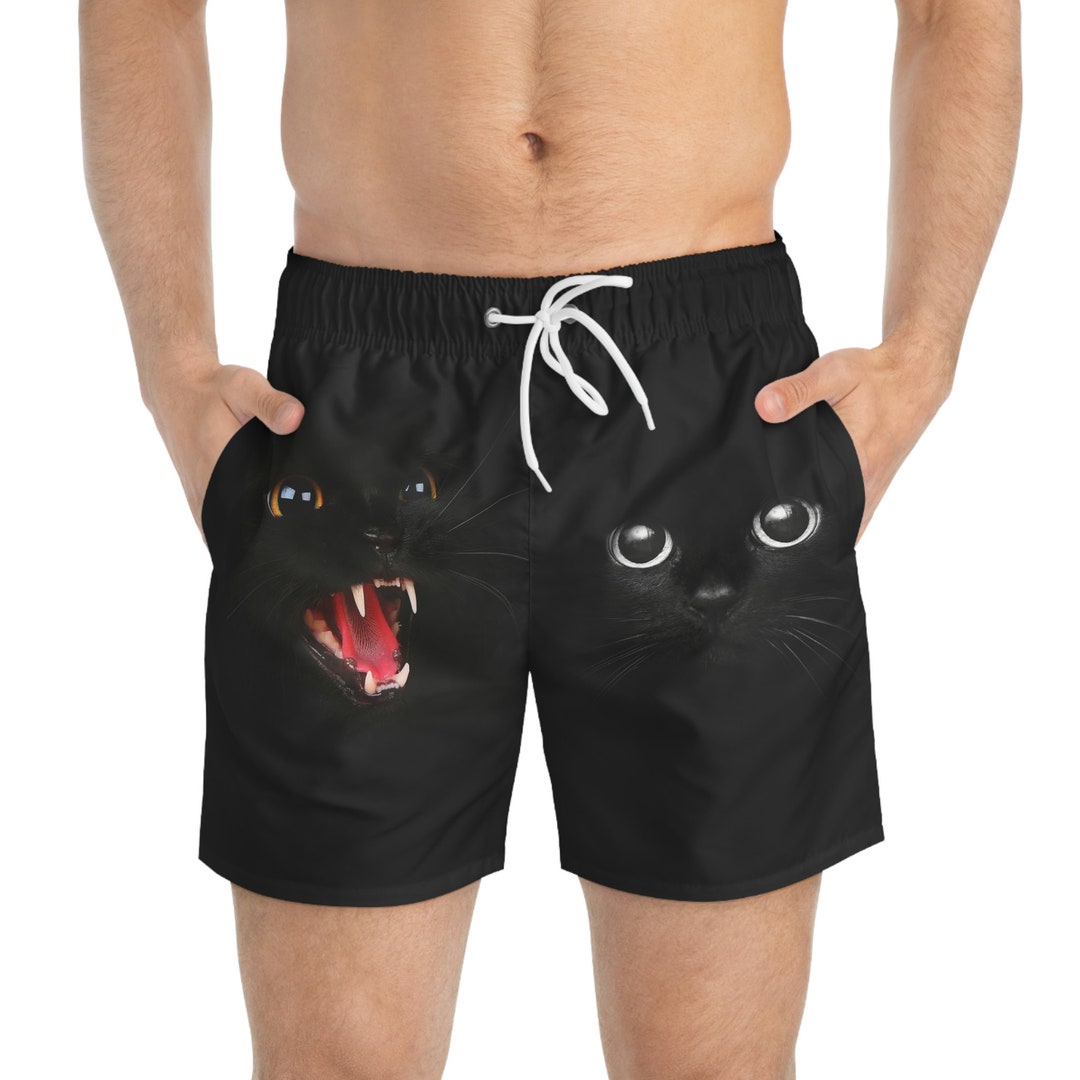 Black Cat Swim Trunks Etsy