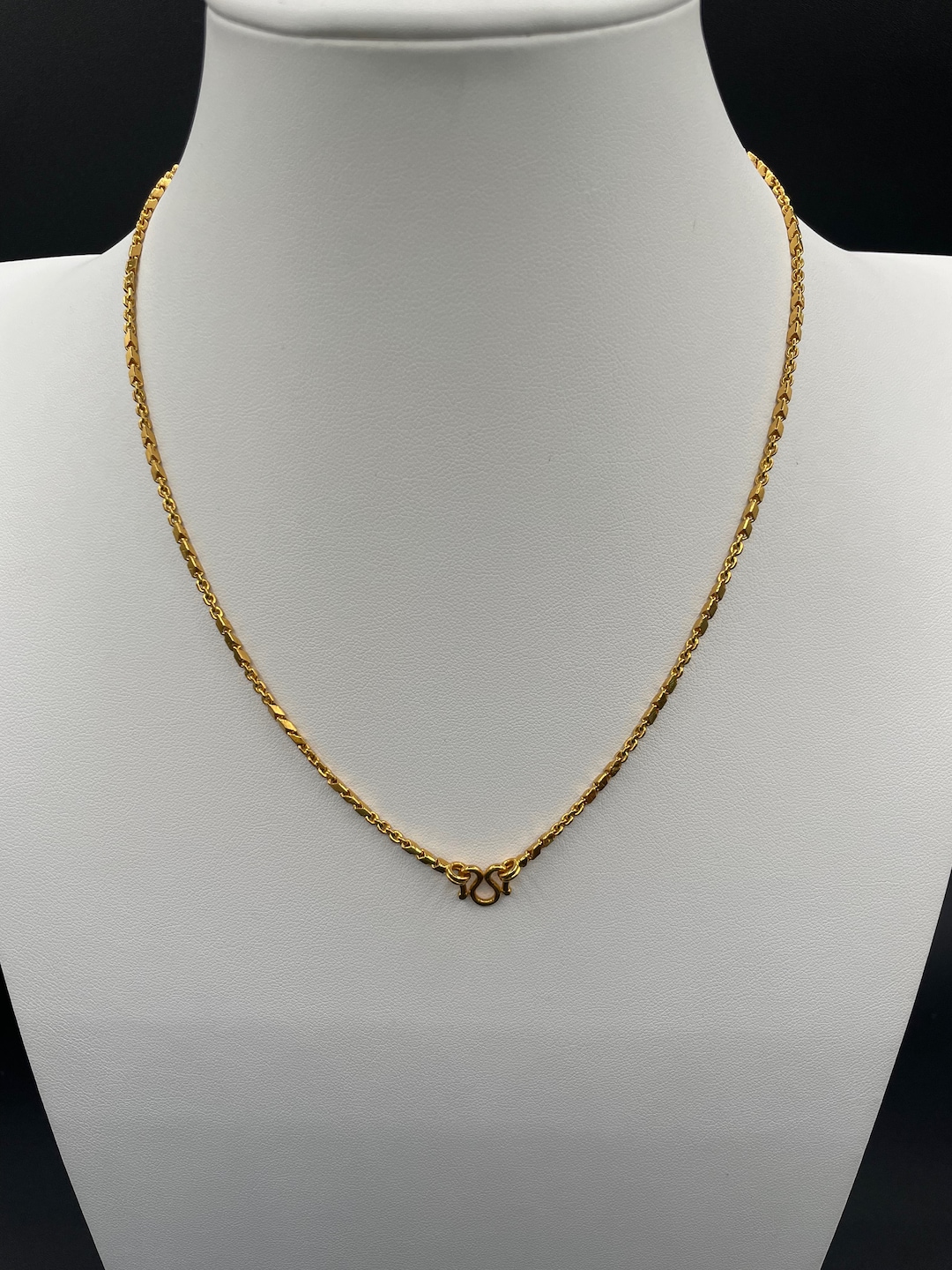 24K .999 Thai Baht Gold Chain Necklace Angular Box and Chain Link 15g