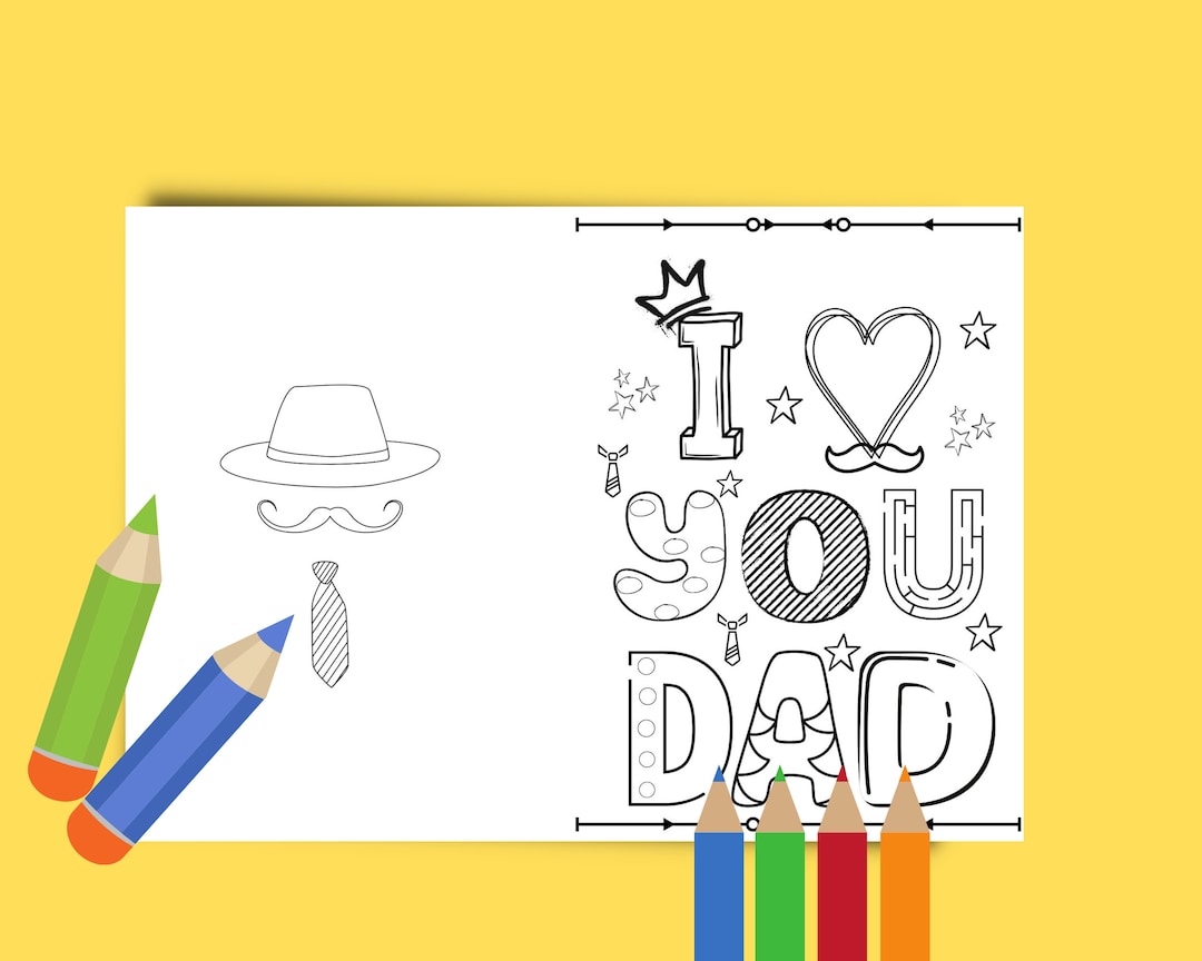 Digital Birthday Coloring Card Dad Greeting Card Coloring - Etsy