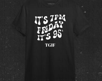 Glorilla &#39;It&#39;s 7pm Friday, It&#39;s 95 Degrees&#39; Groovy Lyrics Graphic T-Shirt - TGIF - Female Rapper Merch