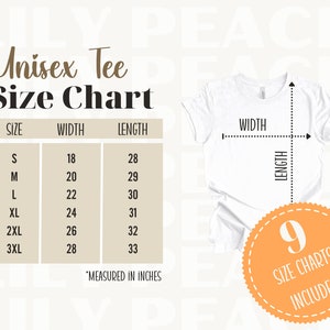 Bella Canvas 3001 size chart, 3001 size chart, bella canvas jersey tee size chart, bella canvas 3001 mock, 3001 mockup, bc3001 size chart
