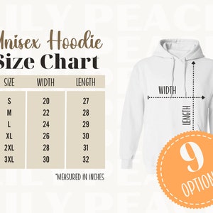 Gildan 18500 size chart, gildan hoodie size chart, hooded sweatshirt size guide, Gildan 18500 mockup, adult sweatshirt sizing, sweater sizes