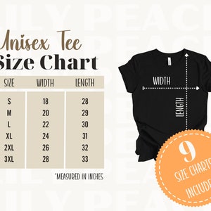 Bella Canvas 3001 size chart, 3001 size chart, bella canvas jersey tee size chart, bella canvas 3001 mock, 3001 mockup, bc3001 size chart