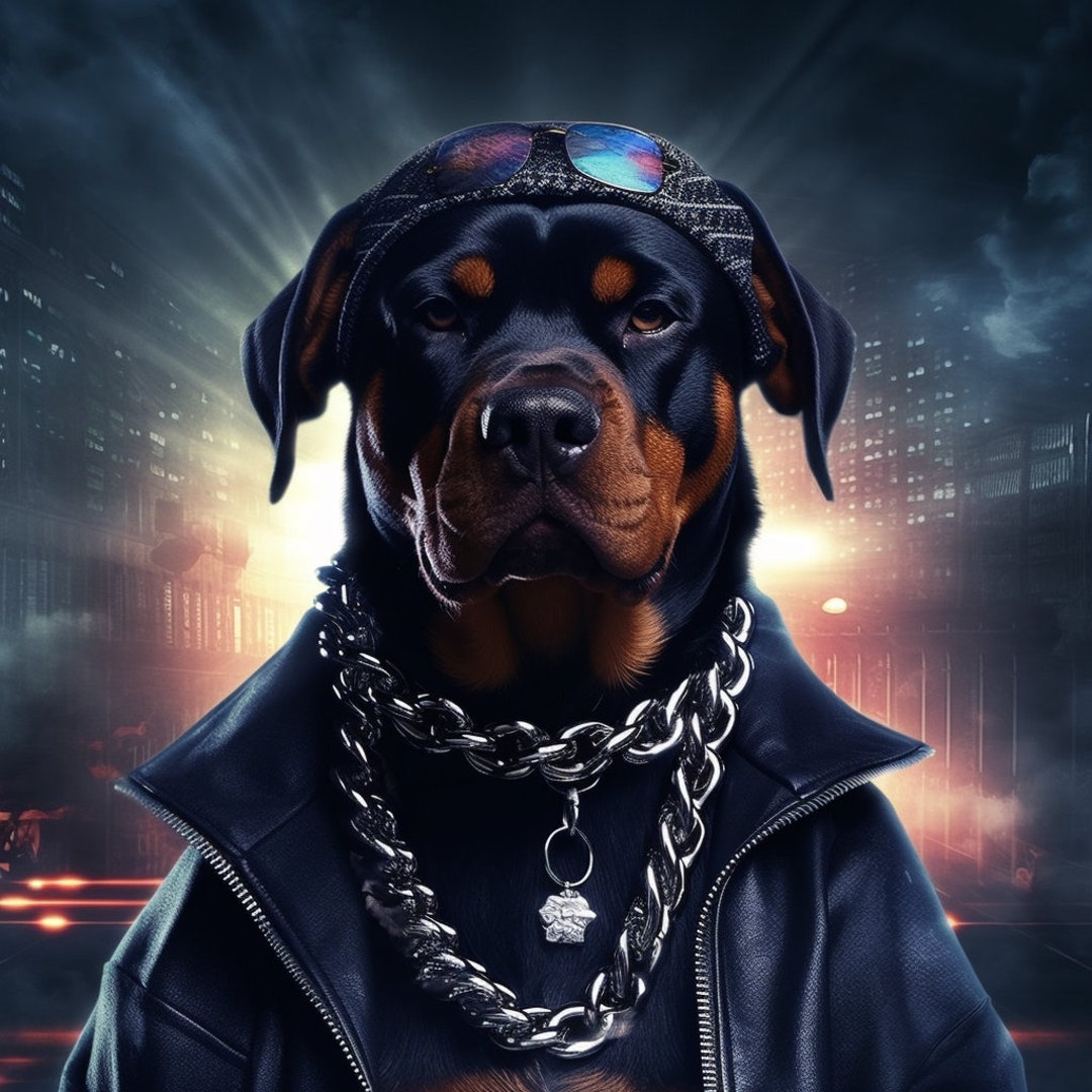 Barking Beats: the Ruff Rapper Rottweiler - Etsy