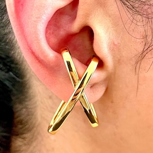 Manchette d'oreille en plaqué or 18 carats sans piercing, cadeau pour elle, boucle d'oreille unique, cadeau de boucle d'oreille unisexe pour femme
