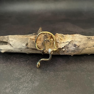 Pendiente de perla chapado en oro, sin perforaciones, unisex, regalo para ella, pendiente único, bohemio, envolvente, con forma de serpiente, pendiente atrevido para ella