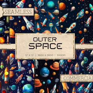 Nr. 10 Weltraum | Weltraum Hintergrund Weltall Wallpaper Weltall Nahtloser Raum Digitale Papiere Rakete Clipart Galaxy Digital Papier