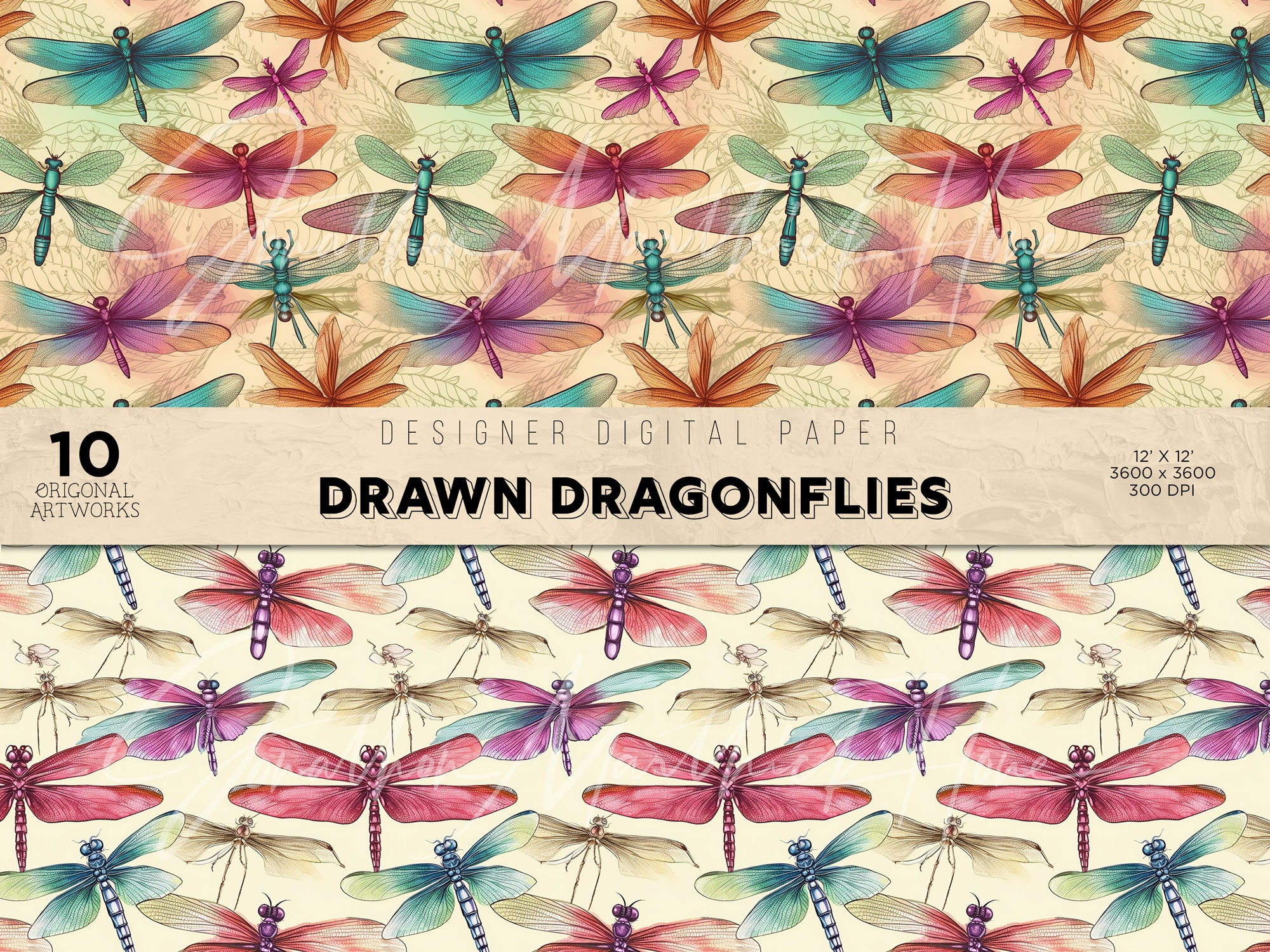10 Drawn Dragonflies | Dragonfly Patterns Seamless Dragonflies Fairy ...