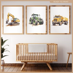 Set of 4 | Truck Nursery Décor Construction Prints Tonka Truck Prints Construction Truck Dump Tuck Nursery Printable Wall Art