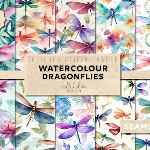 10 watercolor Dragonfly | dragonfly patterns seamless dragonflies fairy digital paper insect digital paper dragonfly paper seamless patterns