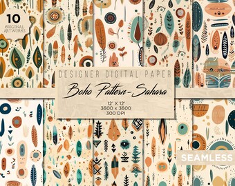 Boho Sahara | 10 Seamless Prints, Boho Digital Paper,  Desert Repeating Pattern, Background, Digital Paper, Scrapbook