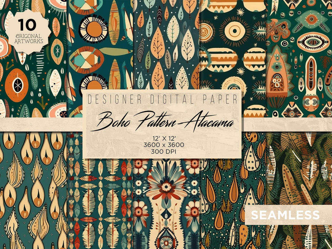 Patterns With Rops Boho Atacama | 10 Seamless Prints, Boho Digital Paper, Desert Repeating ...