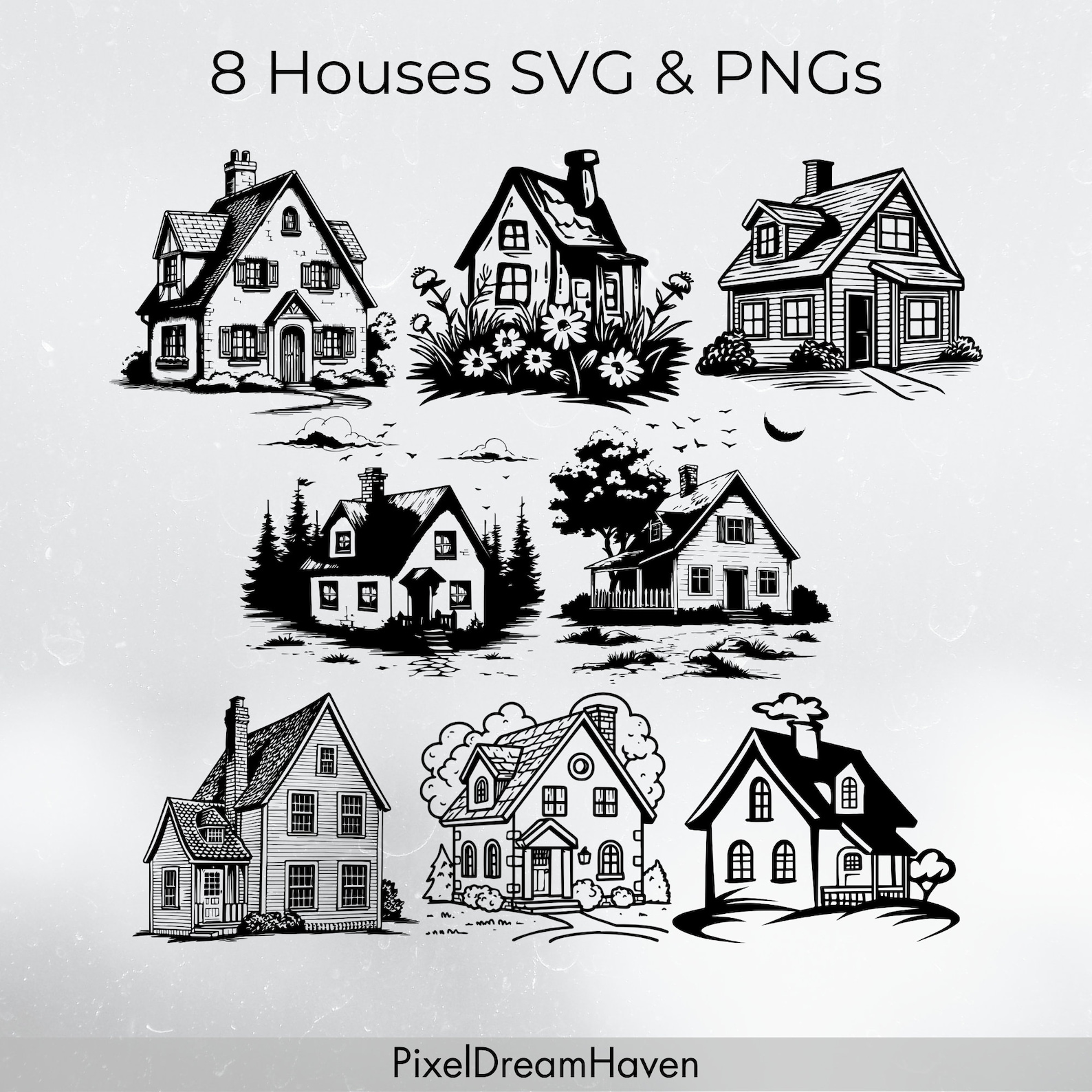 8 House Svg, House Png, House Clip Art, House Graphic, House Vector