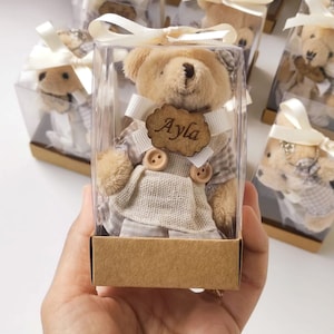 Personalisierter Teddybär Schlüsselanhänger in Box, Teddybär Schlüsselanhänger, Teddybär in Box, Taufgeschenk, Babygeschenke, personalisiertes Geschenk
