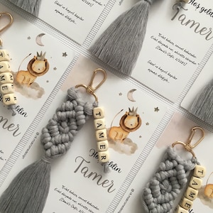 Personalized Macrame Keychain, Baptism Keychain, Boho Named Keychain, Custom Macrame Favor, Personalized Baby Keychain, Personalized Gift