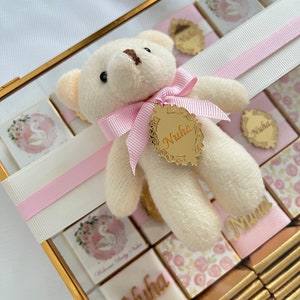 Luxury Baby Chocolate Box, Baptism Chocolate, Glass Chocolate Box, Teddy Bear Chocolate, Luxury Chocolate, Wedding Chocolate, Luxury Box