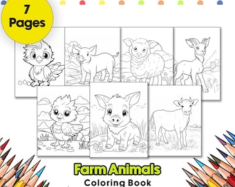 Farm Animals Coloring Book, Kids Activity (PDF)