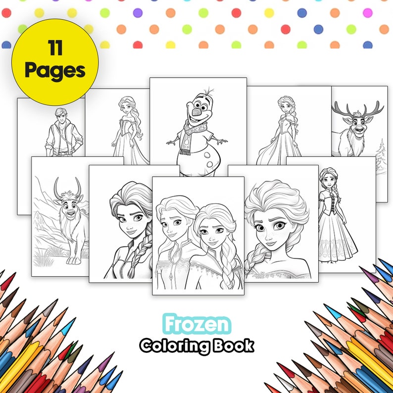 Frozen Coloring Book Pages, Kids Coloring Book Printables, Frozen