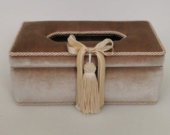 Velvet tissue box, rectangle tissue box holder, luxurious tissue box cover, nacre tissue box, napkin case holder