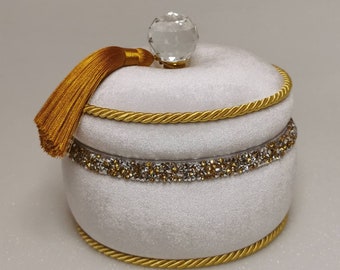 Handmade Velvet Jewelry Box: Personalized Embroidered Keepsake
