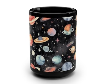 Outer Space Black Mug, 15oz
