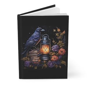 Crow, Flowers and Books Hardcover Journal Matte