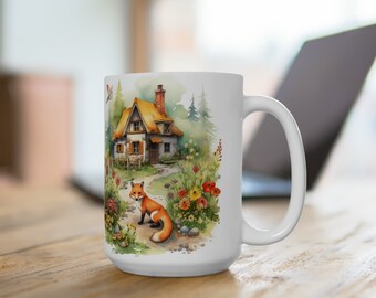 Cottagecore Fox Ceramic Mug 15oz