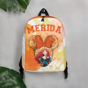 Merida Minimalist Backpack | Merida Disney Princess | Book Bag | Disney Merida Princess Colorful Backpack | Princess Gift | Water Resistant