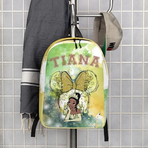 Tiana Minimalist Backpack | Water Resistant Bag | Tiana Disney Princess | Gift Idea For Her | Disney Prince Bag Functional Hidden Pocket