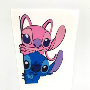 Stitch and Angel Vinyl Decal Sticker | Personalise | Water Bottles | Starbucks Cups | Laptops | Tablets | Car Decal | Balloons & Much More..