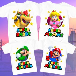 Personalized Super Mario Shirt, Birthday Boy T-Shirt, Birthday Gift, Matching Family