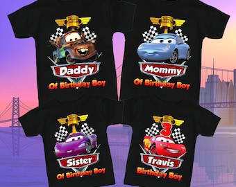 Personalized Cars Shirt, Birthday Boy T-Shirt, Birthday Gift, Matching Family